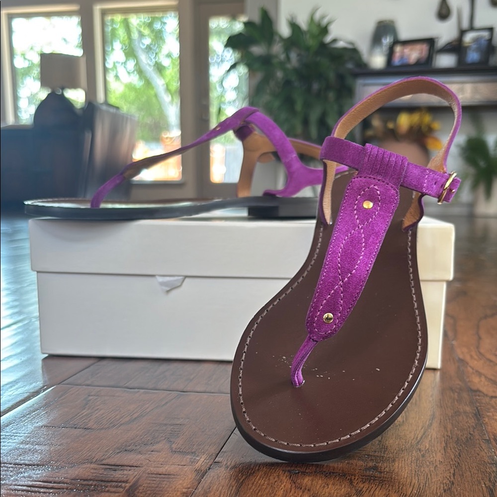 NIB Sezane Low Sally Suede Sandals in Bougainvillier size 39